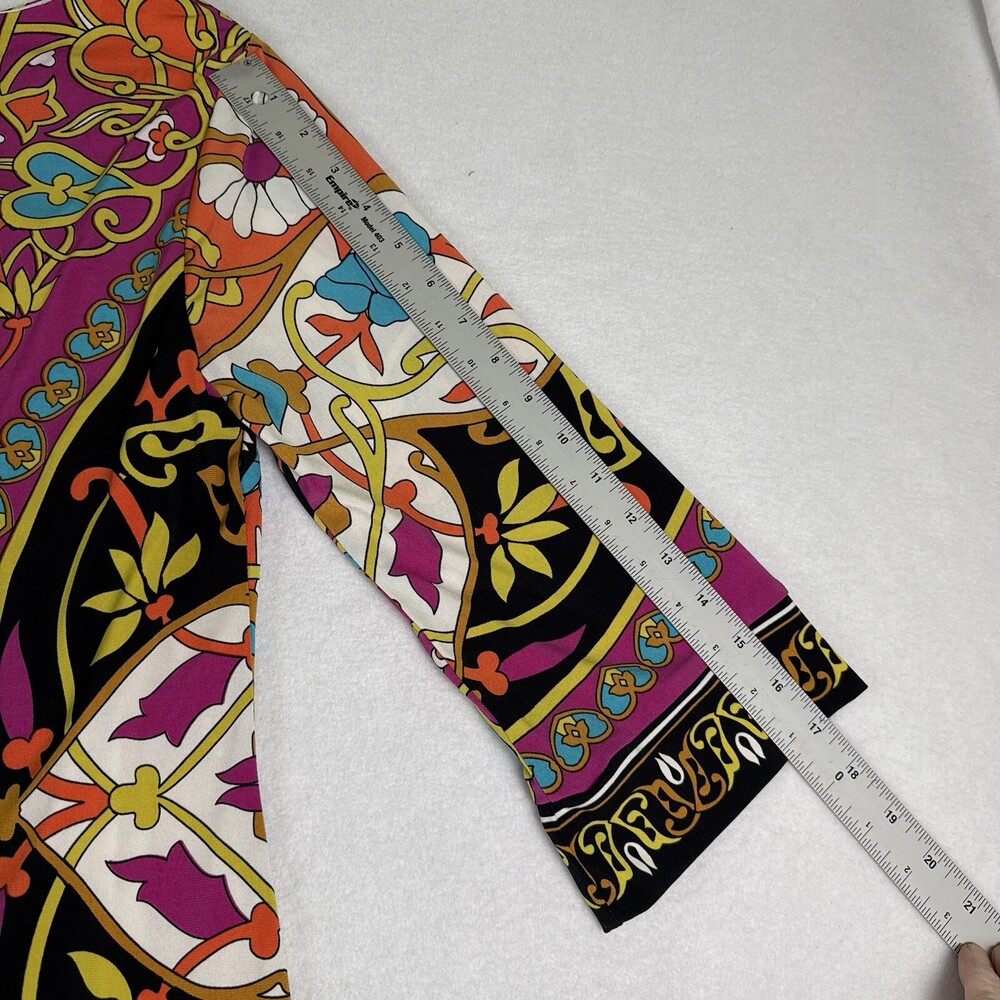 Vintage Y2K NICOLE MILLER Shift Dress Retro Mod Scarf Print Psychedelic 70s M - Picture 6 of 8